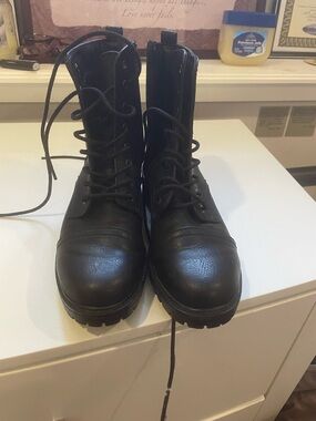 Black Lace-Up Combat Boots